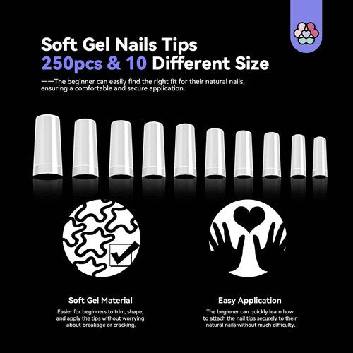 SAVILAND French Acrylic Nail Kit with Half Cover False Nail Tips 10 Sizes Acrylic Nail Tips with Glue