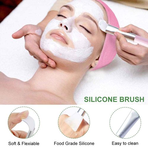 [Plastics Free]Somier Silicone DIY Face Mask Mixing Bowl Set with Mud Clay Face Mask Bowl Stick Spatula Headband Liquid Powder Measuring Cup Face Mask Brush 7 in 1