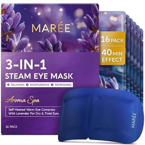 MAREE Steam Eye Mask ? 3-in-1 Heated Eye Mask for Dry Eyes ? Masks for Women for Puffy Eyes ? Steam Eye Masks Disposable ? Warm Compress for Eye ? Spa Gifts for Women Relaxation ? Travel Essentials