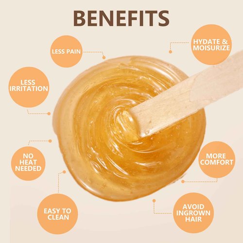 Sugar Wax Kit Suagring Kit: 300g/10.6oz Organic Sugaring Paste for Body Hair Removal - Includes Wax Strip and Stick, Pre & Post Care Oil