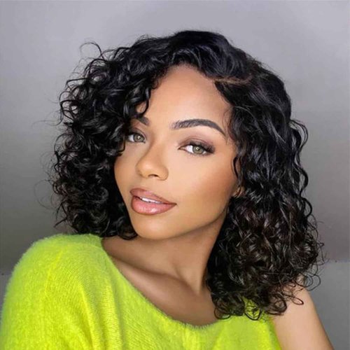 SODLIS Lace Closure Wigs Human Hair Pre Plucked with Baby Hair Brazilian Virgin Deep Wave Lace Front Wigs for Black Women Hair Wigs Natural Color (10 Inch)