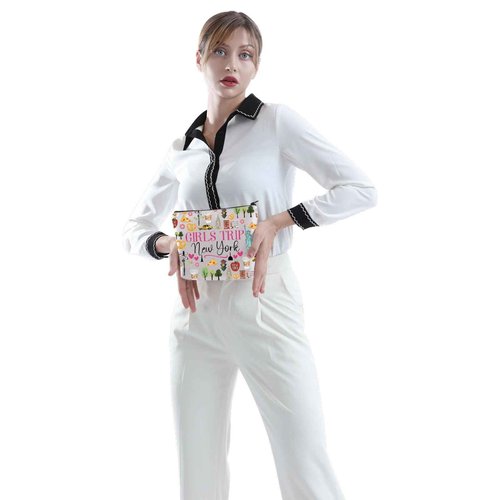 POFULL New York Vacation Gift Trip New York Zipper pouch Travel Cosmetic Bag (Girls Trip New York Cosmetic Bag)