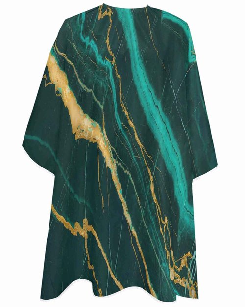 Marble Emerald Green Barber Cape - Salon Hair Cutting Cape for Women,Men,Kids,Adults,Modern Abstract Gold Art Haircut Cape with Adjustable Elastic Neckline Hairdressing Stylist Cape Gown Accessories