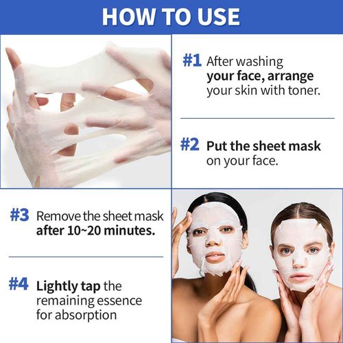 EUNYUL Purity Korean Collagen Face Mask for Skincare 8 Types x 5 Sets Hydrating and Nourishing