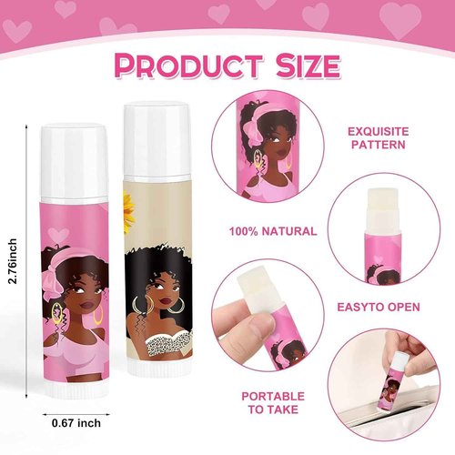 Piuaeue 50 Pack Black Girl Inspirational Lip Balm Bulk Motivational Black Women Lip Care Moisturizing and Nourishing Lip Care Favors for History Month Party Gifts Guests