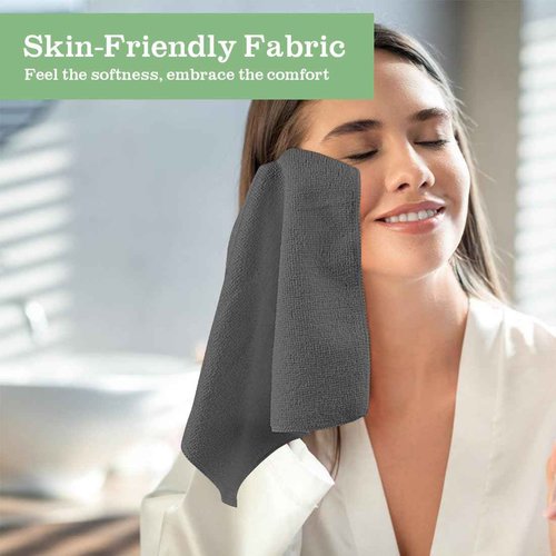 UNIMADE Washcloths Bulk - 100 Pack - Face Towels (12" x 12"), Highly Soft Wash Cloths and Hand Towels, Fast Drying Multi-Purpose Microfiber Cleansing Cloths for Bathroom, Hotel, Spa, and Salon - Grey
