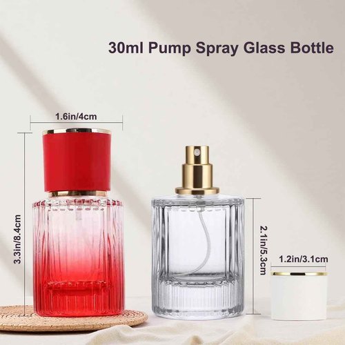 PLINNILUY 6 Pcs 30ml/1oz Empty Perfume Spray Bottles, Refillable Perfume Spray Bottles, Glass Fine Mist Atomizers, Gradient Color Travel Fragrance Containers for Perfume and Cologne(F)