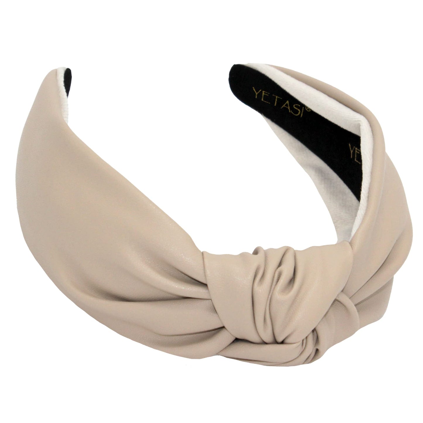 YETASI Headbands for Women Leather Cream is Trendy. Beige Knotted Headband for Women is an Adjustable Top Knot Head band Fashion Designer