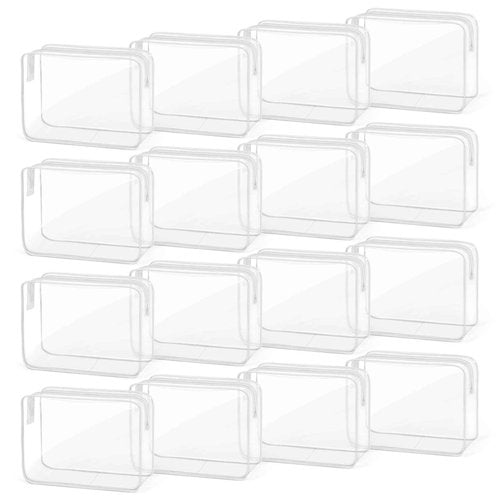 TISRATOK 16 PCS Clear Makeup Bag, Travel Essentials Toiletry Bag, Transparent PVC Cosmetic Organizer Toy Storage Pouch for Women Men - WHITE,Large