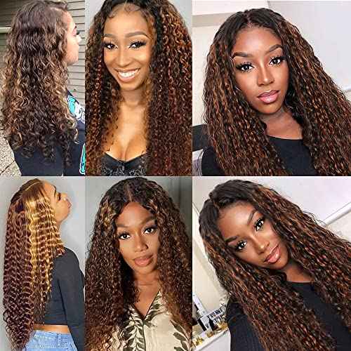 20 22 24 Inch P4/30 Brown Bundles Human Hair Kinky Curly 3 Bundles 100 Grams/Bundle 10A Grade Unprocessed Brazilian Virgin Hairs Highlight Chocolate Brown Bundles Weaves Hair Extensions For Women
