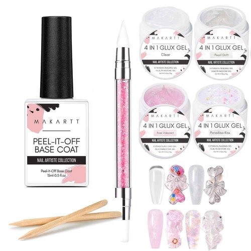 Makartt Peel Off Base Coat, 15ml UV Gel Base Coat Nail Polish Peelable Base Gel for Takeoff Solid Gel Builder for Nails Trial Kit Nail Extension UV Nail Glue for Acrylic Nails Rhinestones Gel 3D Nail