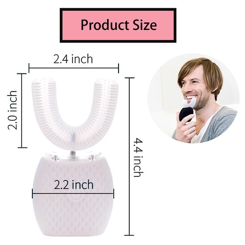 Ultrasonic Toothbrush for Adults - Automatic Electric Toothbrush with Soft Bristles & 30s Timer Rechargeable Portable Design with Wireless Charging Waterproof & Washable for Travel & Home Use (White)