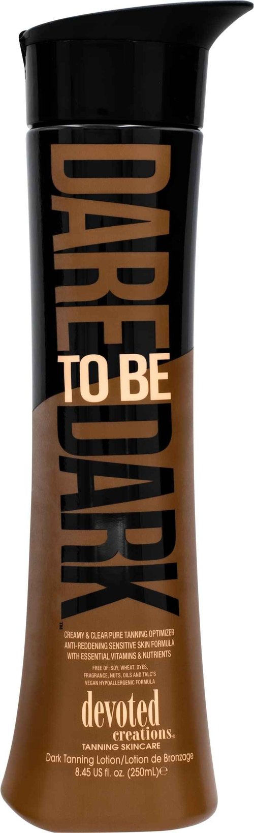 Devoted Creations Dare to be Dark Tanning Lotion – Creamy and Clear Pure Tanning Optimizer, Anti-Reddening, Sensitive Skin Formula with Essential Vitamins and Nutrients – 8.45 oz.
