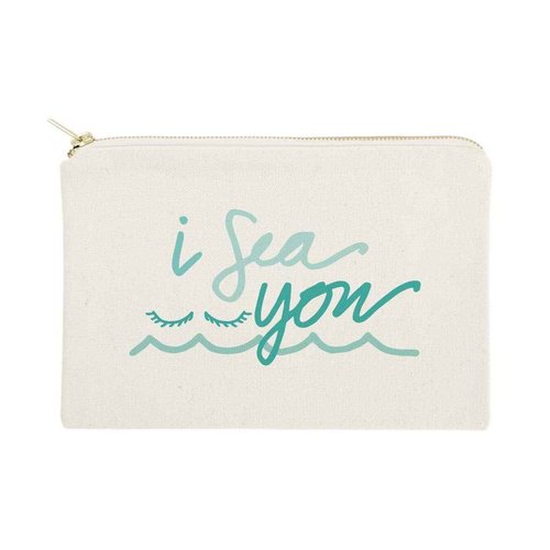 The Cotton & Canvas Co. I Sea You Summer Beach Cosmetic Bag and Travel Make Up Pouch