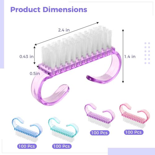 400 PCS Handle Grip Nail Brush Bulk, Small Nail Brushes with Soft Stiff Bristles, Nail Cleaner Scrubbing Kit for Cleaning, Daily Use Fingernail Brush for Toes and Nails