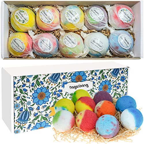 Bath Bombs Gift Set, 10 Organic Bubble Bombs, for Valentine¡¯s Day, Christmas