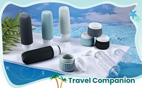 GLICPIX Travel Bottles for Toiletries TSA Approved 3oz Leak Proof Travel Size Toiletries, Travel Essentials with Toiletry Bag for Cosmetic Shampoo Conditioner Lotion