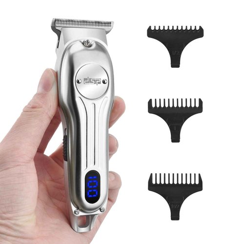 DSP Beard Trimmer for Men, Cordless Hair Clipper Shavers, Facial Hair Trimmer for Beard & Mustache Trimming, Professional Haircut Kit for Men Rechargeable LED Display (Silver)