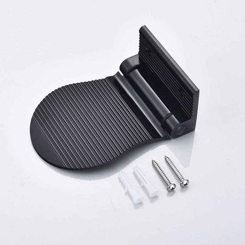 MDPLY Shower Foot Rest for Shaving, Wall Mounted Folding Foot Stand for Bathroom, Black Metal