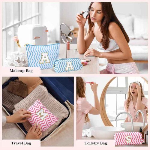 SEFORICO Initial Makeup Bag - Cute Makeup Bag Girl Makeup Bag, Personalized Gifts Teen Girl Gifts Toiletry Bag Cosmetic Travel Bag Makeup Bags Daughter Gifts Mom Gift Birthday Gifts for Women (Blue Z)