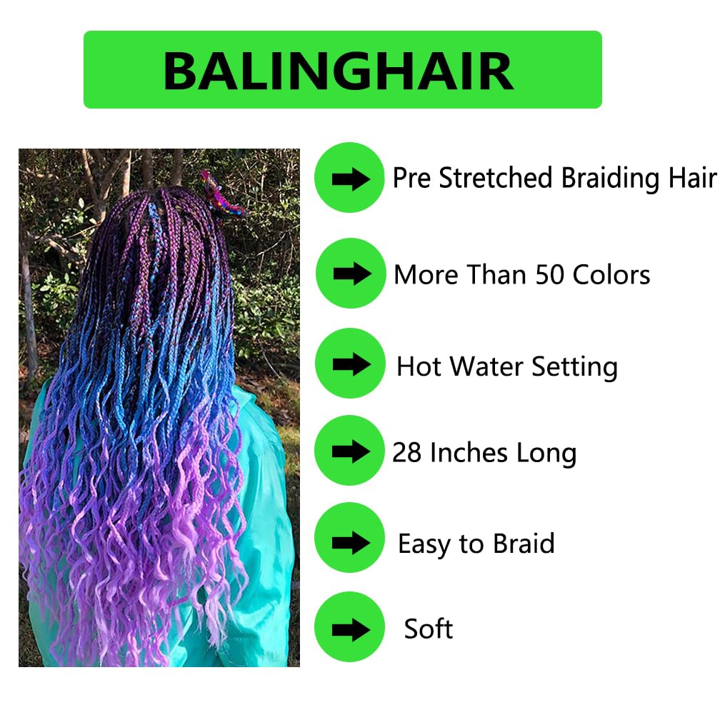 BALINGHAIR Pre-Stretched Braiding Hair Extensions White High Temperature Braids Hair 28 Inch(60#-6Packs)