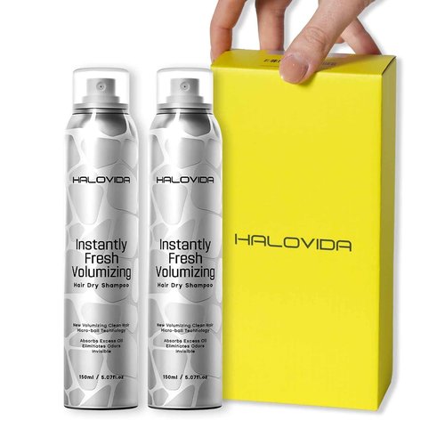 HALOVIDA Dry Shampoo for Women, Dry Scalp Shampoo Spray for Dark Hair Leaves No White Residue, Absorb Oils, Volumizing & Refresh Hair for 72 Hours, 5.07 Fl Oz((Pack of 2)