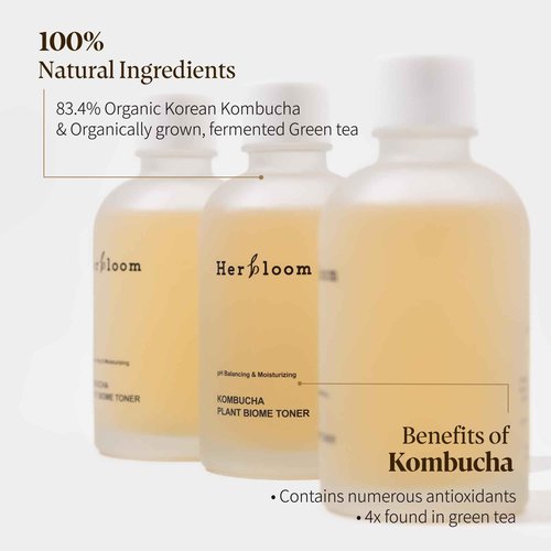 Herbloom Organic Kombucha Biome Toner - Hydrating Facial Toner with Triple Hyaluronic Acid, Skin Toner, Toner for Oily Skin, Face Toner, Vegan Korean Skincare, 5.07fl.oz.