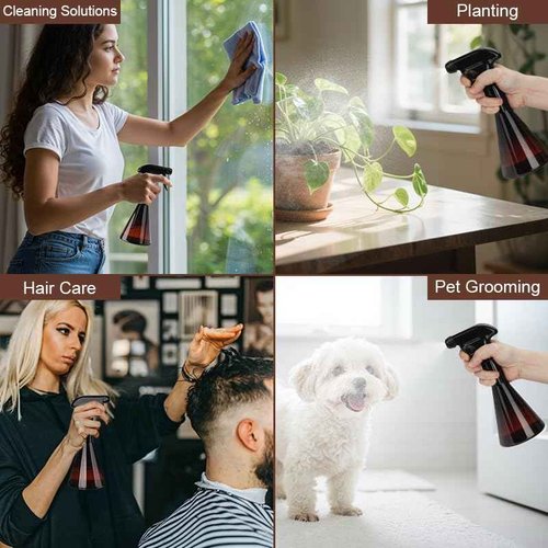 Hethyo Spray Bottles 10oz/300ml 2 Pack Plastic Mist/Stream Spraying Heavy Duty Plastic Water Spray Bottles for Hair, Cleaning Solutions, Plants (Brown)