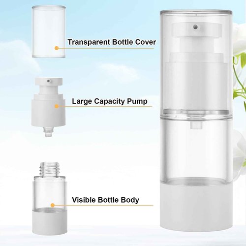 SENENQU 40 PCS 0.5 Oz 15ml Airless Pump Bottles Travel Size Empty Pump Bottle Lotion Container Refillable Cosmetic Pump Dispensers for Foundation Moisturizer Shampoo Toiletry