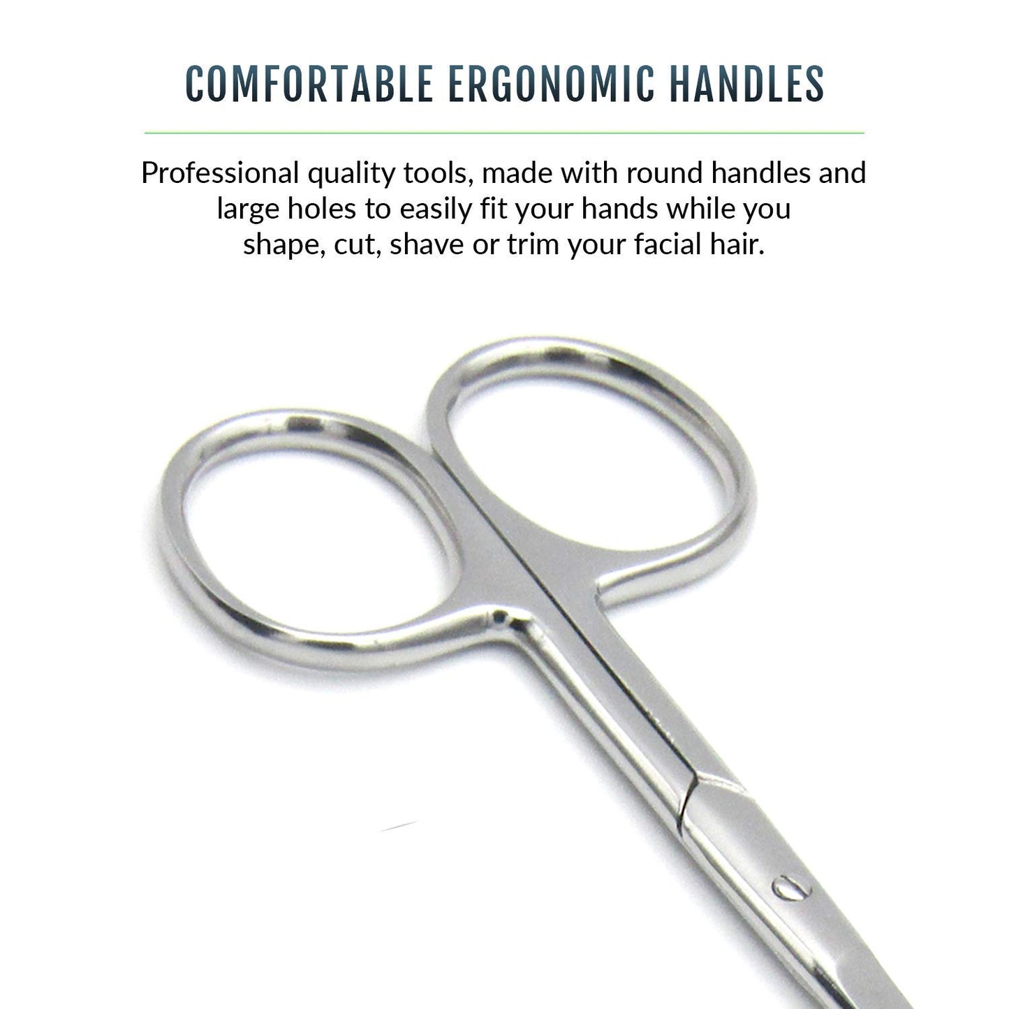 Melwey Pack of 2 Curved & Rounded Blunt Tip TSA Stainless Steel Small Scissors for Eyebrows & Eyelashes, Scissors for Beard Trimming & Moustache, Baby Scissors for Nails, Nose & Facial Hair Scissors.