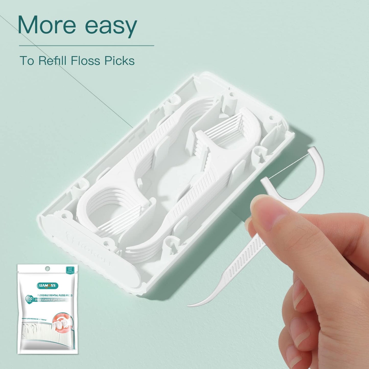 White Portable Dental Floss Picks Dispenser-Storage 10 Count Professional Shred Resistant Flossers-Superfine Toothpicks Sticks-Super Cleanup Oral Care-Best Dental Tools for Adults