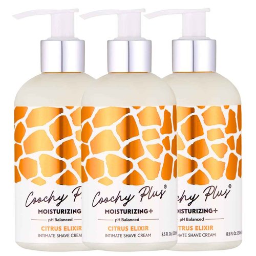 Coochy Plus Intimate Shaving Cream MOISTURIZING Plus CITRUS ELIXIR For Pubic, Bikini Line, Armpit - Rash-Free With Patent-Pending Formula–Prevents Razor Burns & Bumps, In-Grown Hairs, Itchiness 3 Pack