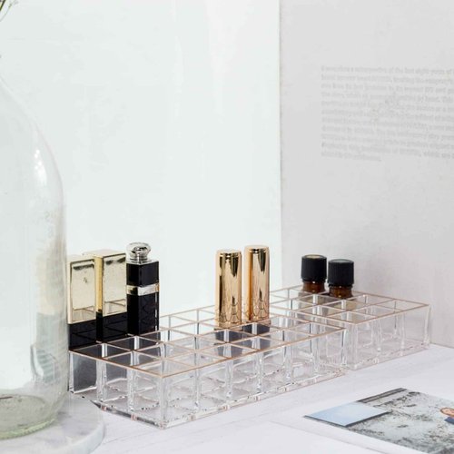 Moosy Life Moonlight Rose Gold Acrylic Lipstick Holders and Organizers, 12 Slots, ML04