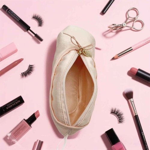 CECKQUE Ballet Dance Shoe Makeup Bag For Little Girls, Ballerina Slipper Makeup Pouch Bag, Ballet Pointe Shoes Gifts (Pink-BT1)