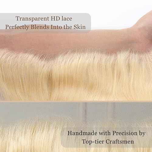 Pre-sewn 9x6 HD Lace Closure with Glueless Cap ? Body Wave Human Hair Closure with Baby Hair, Bleach & Dye Friendly, Beginner Friendly 16 Inch 613 Blonde