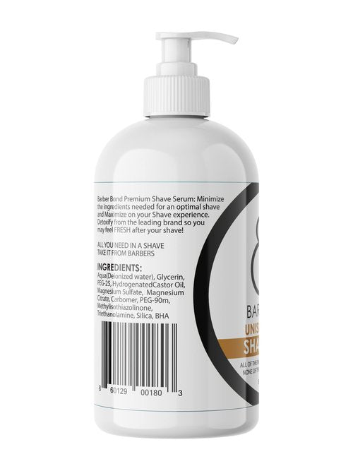 Barber Bond® Premium Unisex Full Body Shave Serum (8oz) Clear Shave Gel