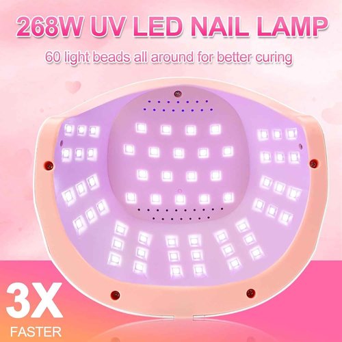 LKE UV Nail Lamp, 72W UV LED Nail Lamp Nail Dryer Light for Nails with 3 Timer Setting & LCD Touch Display Screen for Home and Salon Use (Light Pink)