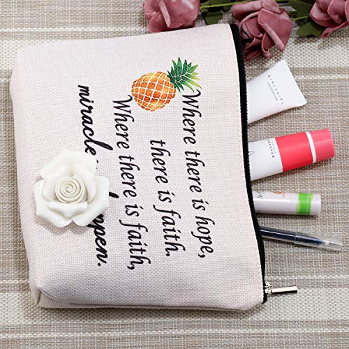 G2TUP IVF Faith Makeup Bags Motivational Infertility Pineapple Gift for Warrior Dad Mom Transfer Day Infertility Encouragement (Pineapple tote bag)