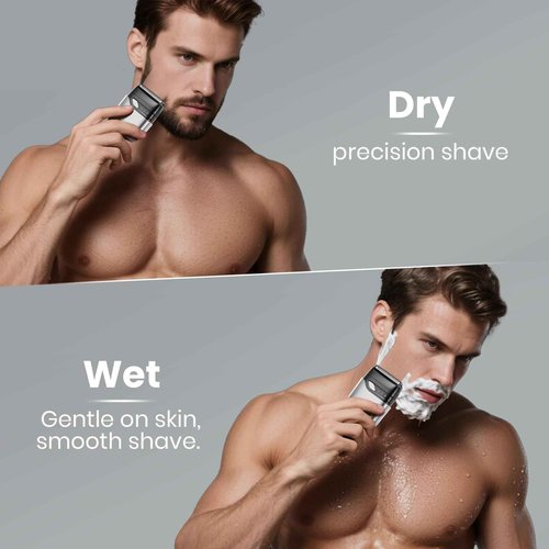 Ufree Foil Shaver for Men, Electric Razor with 2 Foil Heads, IPX7 Waterproof Electric Shaver, Wet Dry Cordless Razor, Chargeable Portable Shavers for Men, Silver