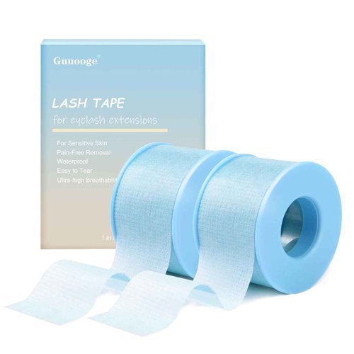 Lash Tape for Eyelash Extensions - Eyelash Tape Silicone Gel Sensitive lash Extension Tape Pain-Free Removal Breathable Micro-Porous Makeup Tape (2Rolls,1in x 4yd, Blue)