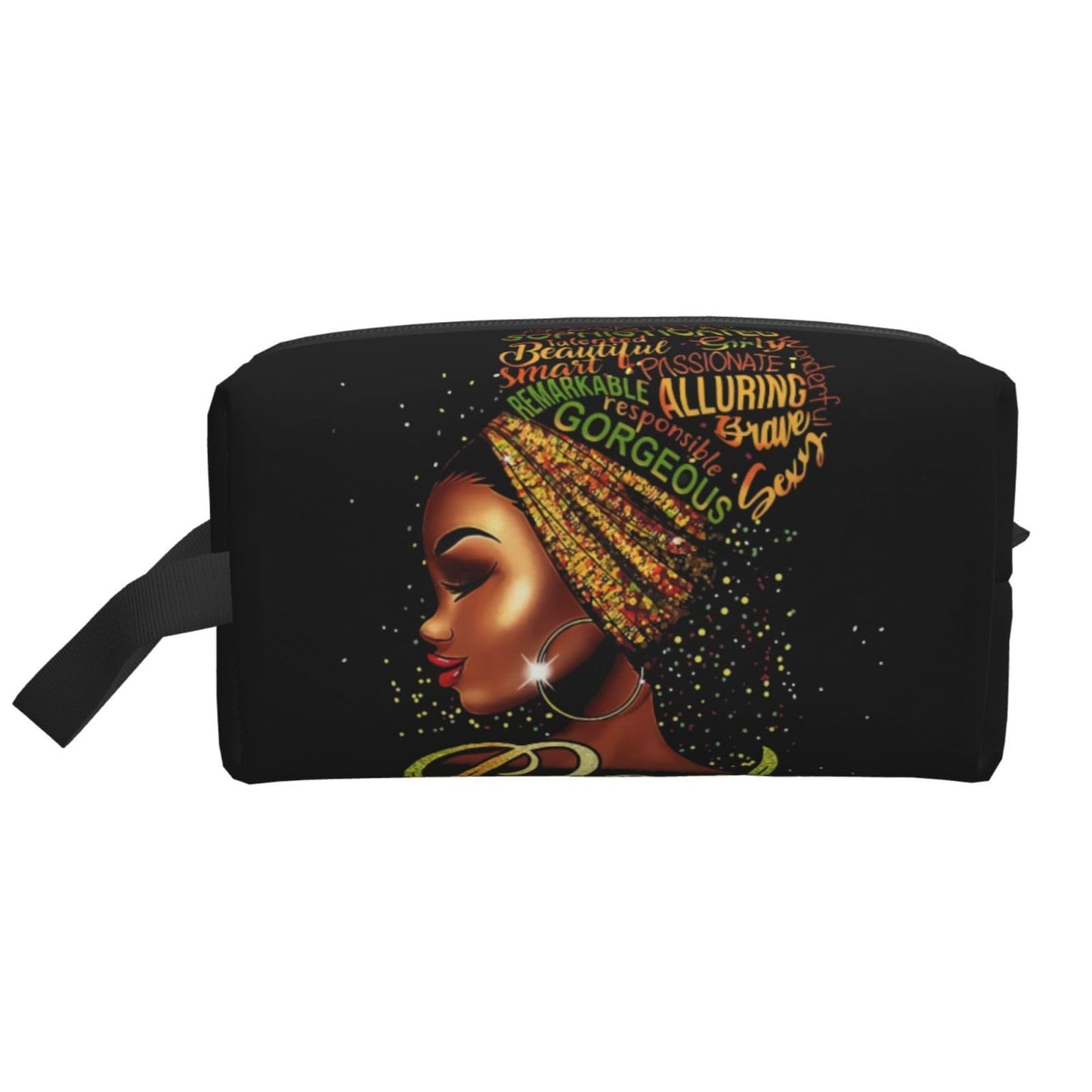 African Women Cosmetic Bag Travel Makeup Pouch Waterproof Makeup Bag for Purse Portable Toiletry Bag Organizer