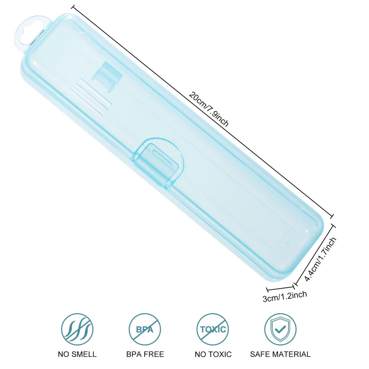 Yeeco Toothbrush Case 2 Packs, Transparent Blue Toothbrush Travel Case, Plastic Toothbrush Holder Travel Size, 7.87 x 1.85 x 1.18 inches Portable Toothbrush Case for Traveling