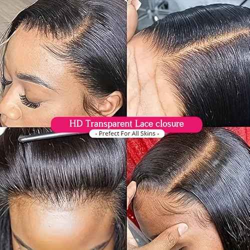 Straight Bundles with Closure Human Hair 20 22 24+18 Inch 100% Brazilian Unprocessed Virgin Body Wave 3 Bundles Human Hair with 4x4 Free Part Lace Closure Natural Black