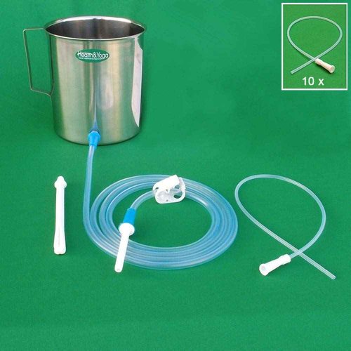 HealthAndYoga™ Combo Superior 2 Quart Stainless Steel Enema Kit - Medical Grade Tubings