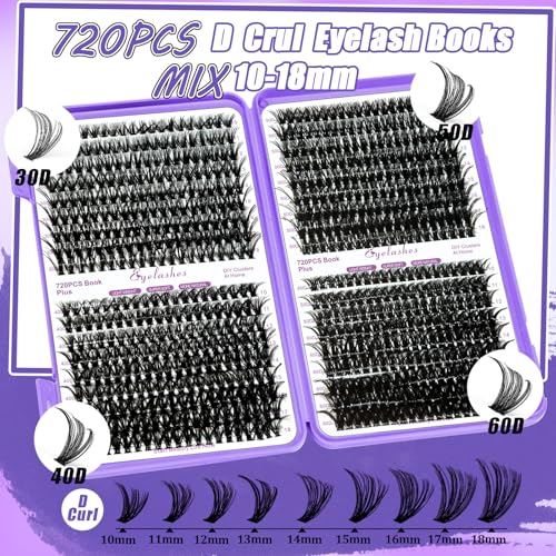 DIY Lash Extension Kit 840Pcs D Curl Individual Lash Clusters Eyelashes Extension Set with Mirror Lash Storage Box Lash Bond&Seal Glue Remover Tweezers Lash Brush Applicator