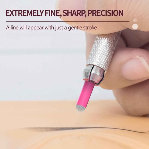 50Pcs Professional Nano Microlading Needles U Shape Microblades 0.18mm Diameter Disposable Manual Eyebrow Tattoo Blades for Hair Strokes Permanent Makeup Supplies Microblading Kits (18 U)
