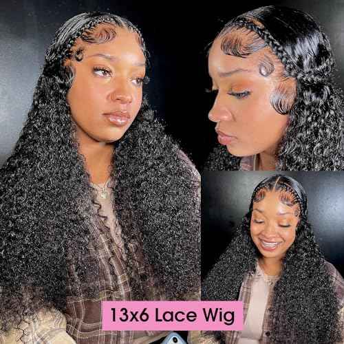 13x6 lace Front Wigs Human Hair 180% Density Water Wave Lace Front Wigs Human Hair Pre Plucked HD Transparent Lace Frontal Wigs Wet and Wavy Wigs Human Hair 24 inch