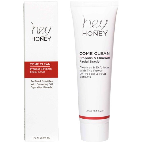 Hey Honey Skincare Propolis and Dead Sea Salt Microdermabrasion Facial Scrub For Sensitive Skin | Non-Abrasive Exfoliating Aimed Brighten Acne Scars, Remove Blackheads & Dead Skin Cells | 2.2 oz
