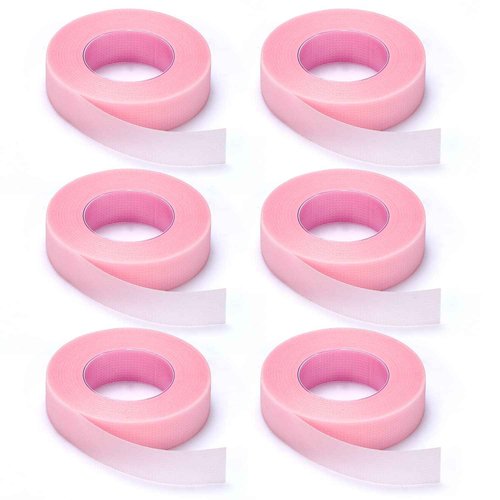 TEOYALL 6 Rolls PE Lash Extension Tapes, Adhesive Breathable Micropore Eyelash Tapes Lash Extension Supplies for Makeup Salon (Pink)