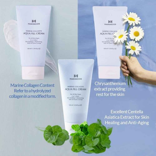 Marine Collagen Aqua Peel Cream 100ml ㅣ Deep Moisture Exfoliating Cream with Soothing Chamomile and Herbal Complex ㅣ Gentle Pore Care for Radiant Smooth Skin